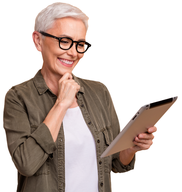 Ellberry consultant reviewing results on a tablet